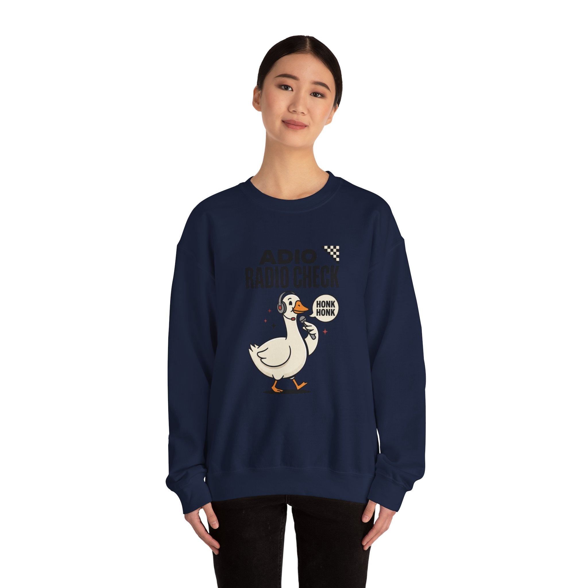 Radio Check Honk Honk Goose Crewneck Sweatshirt | Racing Meme, Track Day Humor