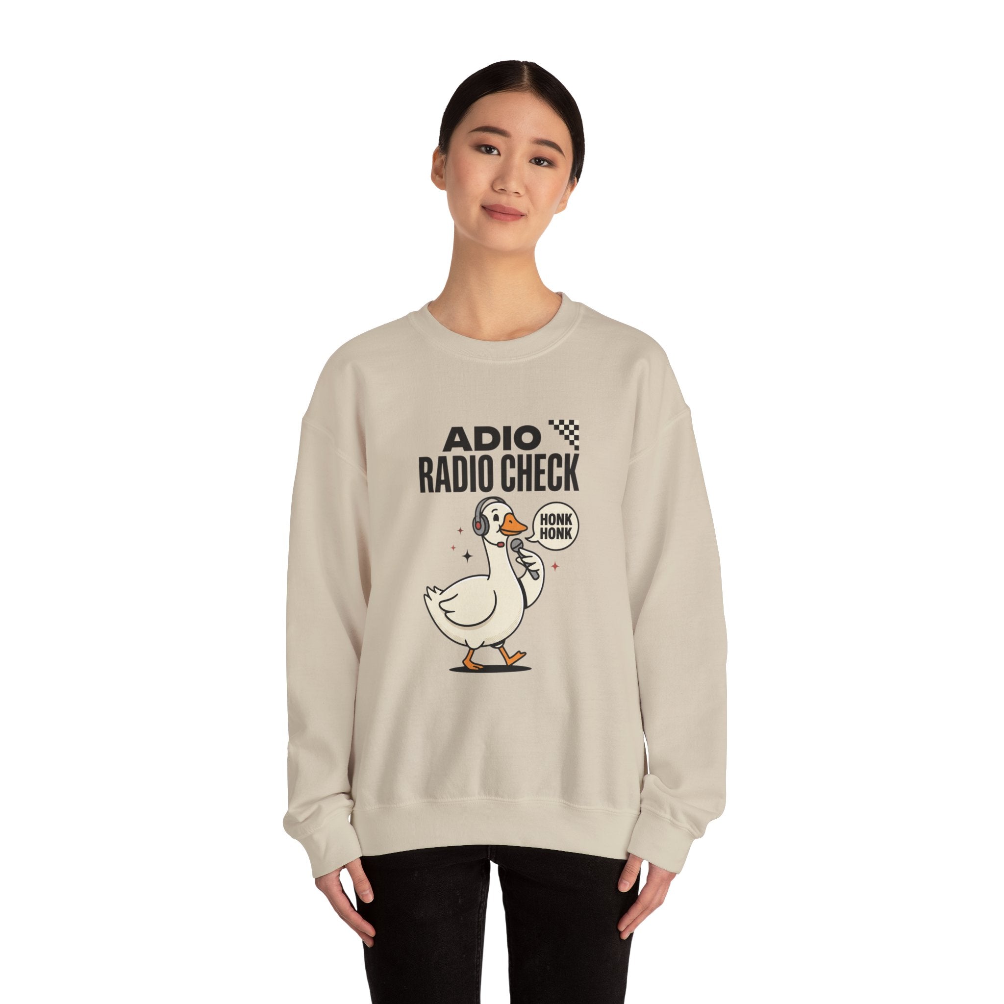 Radio Check Honk Honk Goose Crewneck Sweatshirt | Racing Meme, Track Day Humor