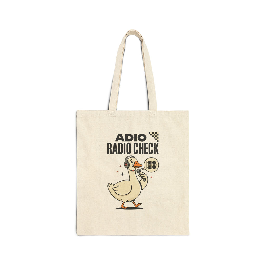 Racing Silly Goose Radio Check Tote | Canvas Racing Meme Tote