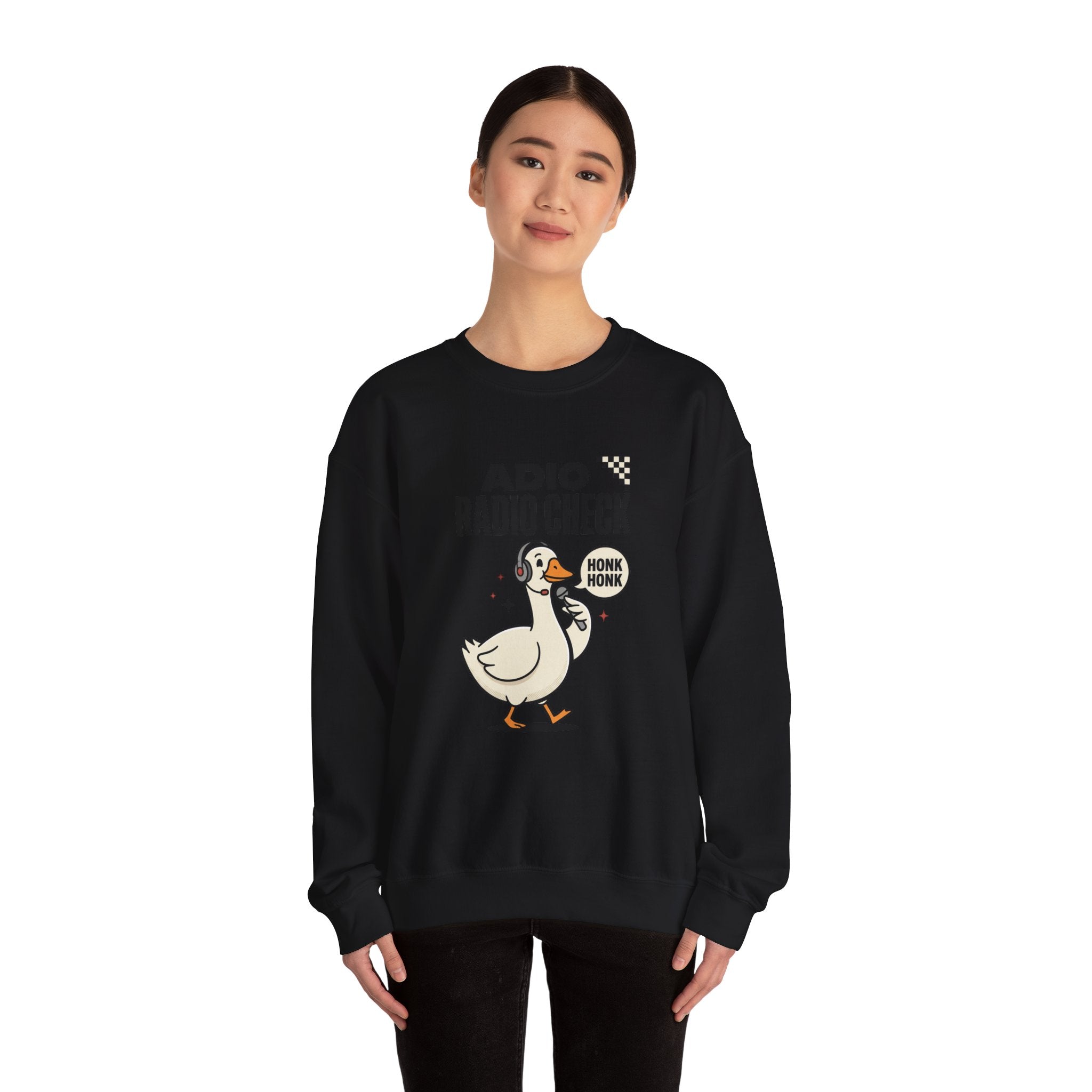 Radio Check Honk Honk Goose Crewneck Sweatshirt | Racing Meme, Track Day Humor